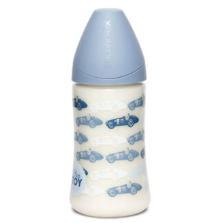 Πλαστικό Μπιμπερό 270ml Με Θηλή Σιλικόνης 0-6m Boys Toys Blue Suavinex