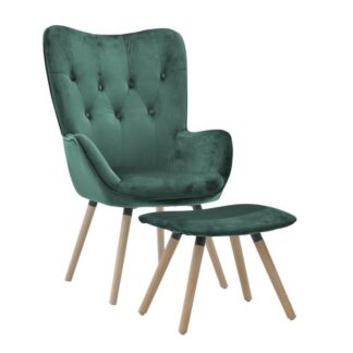 Πολυθρόνα Με Υποπόδιο Βελούδινη Κυπαρισσί 70x75x103 Inart