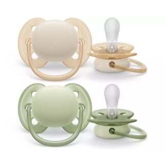Ορθοδοντική Πιπίλα Σιλικόνης Ultra Soft 0-6m 2τμχ Cream-Green Phillips Avent