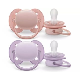 Ορθοδοντική Πιπίλα Σιλικόνης Ultra Soft 0-6m 2τμχ Lilac-Pink Phillips Avent