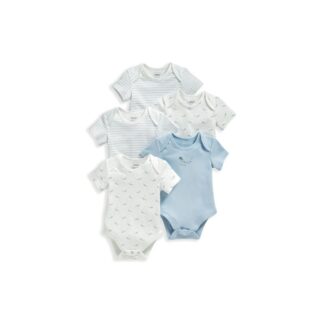 Βρεφικά Ζιπουνάκια Σετ 5τμχ ΚΜ 100% Cotton White/Blue Mamas & Papas