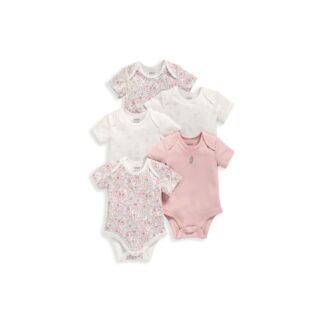 Βρεφικά Ζιπουνάκια Σετ 5τμχ ΚΜ 100% Cotton White/Pink Mamas & Papas