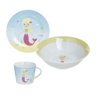 Σετ Φαγητού Γοργόνα Πορσελάνη Πολύχρωμο 3τμχ 19cm/15cm/240cc Inart