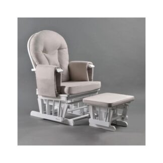 Πολυθρόνα Θηλασμού Κουνιστή Στρογγυλή Πλάτη Λευκή Με Γκρί Ύφασμα  Baby Adventure