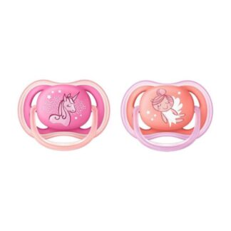 Ορθοδοντική Πιπίλα Σιλικόνης Ultra Air 6-18m 2τμχ Ροζ-Πορτοκαλί Phillips Avent