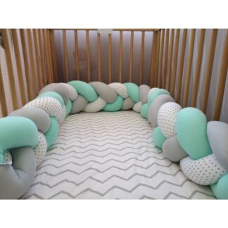 Πάντα Πλεξούδα 200x19 Μέντα-Γκρι-Λευκό Πουά Baby Star