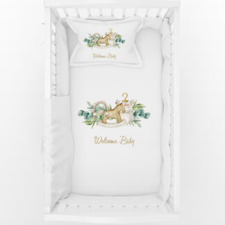 Σετ Σεντόνια Ξύλινο Αλογάκι Welcome Baby Bonjour Bebe