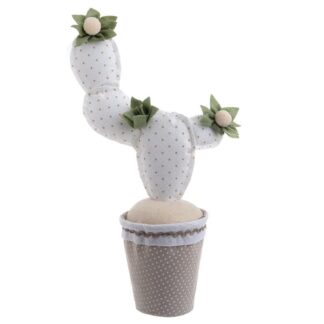 Κάκτος Υφασμάτινος Γλάστρα Λευκό/Πράσινο Inart