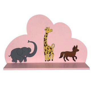 Ράφι Τοίχου Σύννεφο Ξύλινο Ροζ Inart