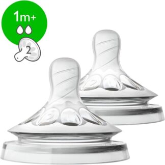 Θηλές Σιλικόνης Natural 2 Οπών 1m+ (2τμχ) Phillips Avent