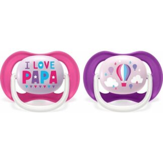 Ορθοδοντική Πιπίλα Σιλικόνης Ultra Air Happy 6-18m 2τμχ I Love Papa Pink Phillips Avent