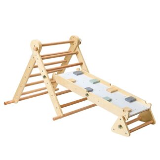Ξύλινο Παιχνίδι Αναρρίχησης Με Ράμπα Montessori Climbing Pikler Triangle 3in1 Moni 