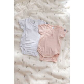 Βρεφικά Ζιπουνάκια Σταυρωτά Σετ 2τμχ Ροζ Λευκό Bamboom