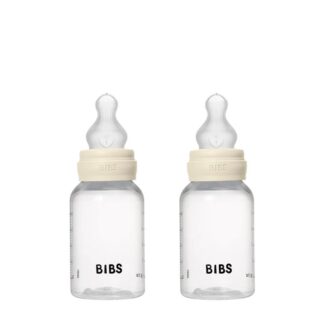 Μπιμπερό Πλαστικό 2τμχ 150ml Round Silicone Αργής Ροής Ivory Bibs