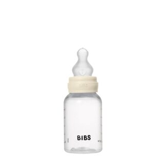 Μπιμπερό Πλαστικό 150ml Round Silicone Αργής Ροής Ivory Bibs