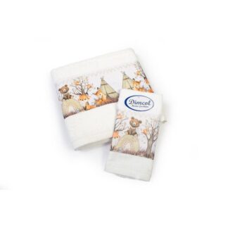 Σετ Πετσέτες 2τμχ Με Ψηφιακή Εκτύπωση Forest Animals 335 White Dimcol