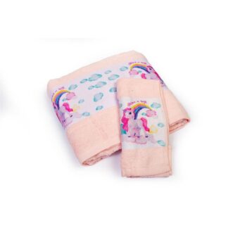 Σετ Πετσέτες 2τμχ Με Ψηφιακή Εκτύπωση Magic Unicorn 315 Pink Dimcol