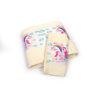 Σετ Πετσέτες 2τμχ Με Ψηφιακή Εκτύπωση Magic Unicorn 317 Ecru Dimcol