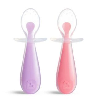 Κουταλάκια Σιλικόνης Εκπαιδευτικά Gentle Training Spoons Purple-Pink 2τμχ Munchkin
