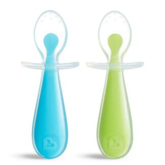 Κουταλάκια Σιλικόνης Εκπαιδευτικά Gentle Training Spoons Blue-Green 2τμχ Munchkin