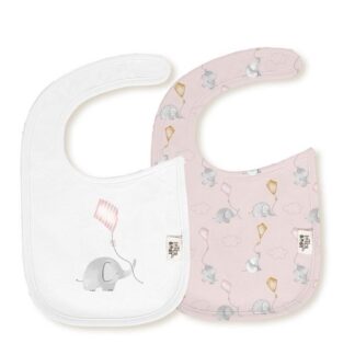 Σαλιάρα Velcro Σετ 2τμχ Elephant Pink Interbaby