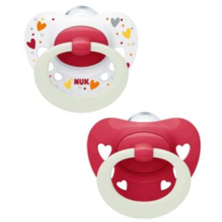Πιπίλα 2τμχ Με Θηλή Σιλικόνης 6-18m Signature Night Red Nuk