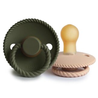 Πιπίλες Latex Σετ 2τμχ 0-6m Rope Croissant/Olive Frigg