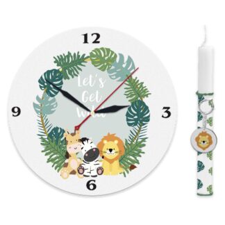 Λαμπάδα Πάσχα Με Ρολόϊ Τοίχου Jungle Animals Bonjour Bebe LCLOCKEAS0049